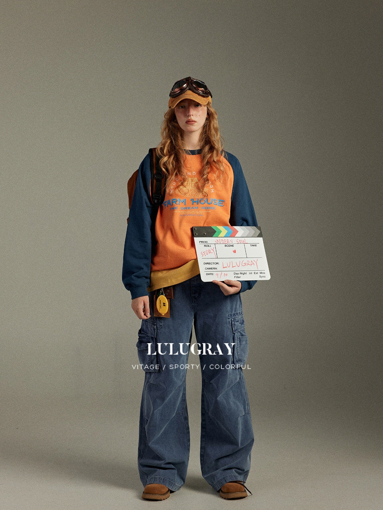 lulugray Retro Original Colorblock Print Raglan Women&