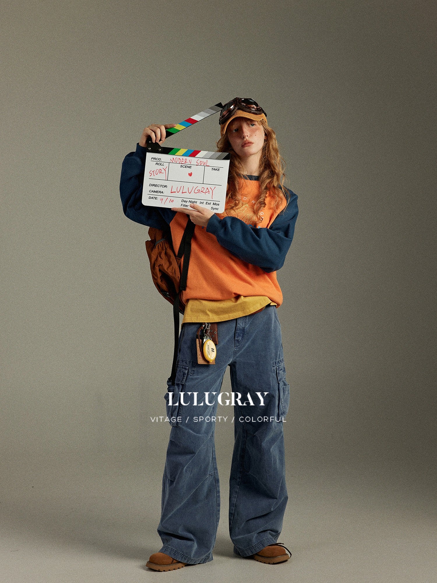 lulugray Retro Original Colorblock Print Raglan Women&