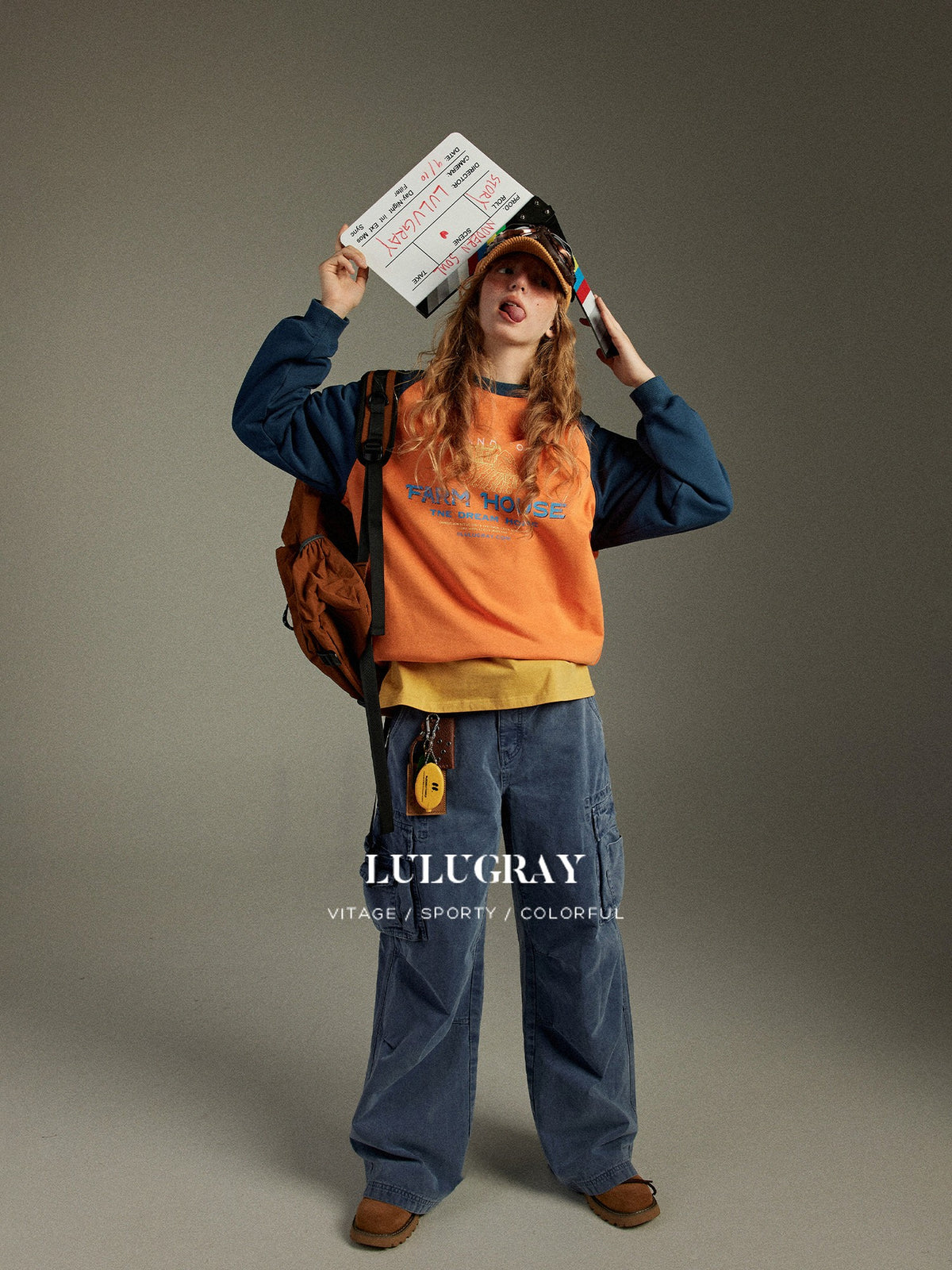 lulugray Retro Original Colorblock Print Raglan Women&