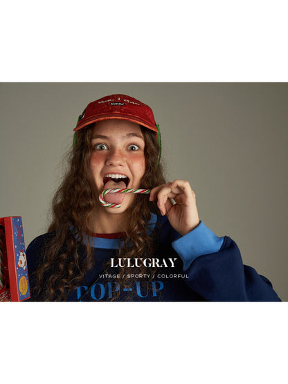 lulugray Retro Original Letter Print Colorblock Women&