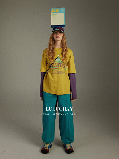 lulugray_Retro_Printed_Colorblock_Raglan_Faux_Two_Piece_Women&