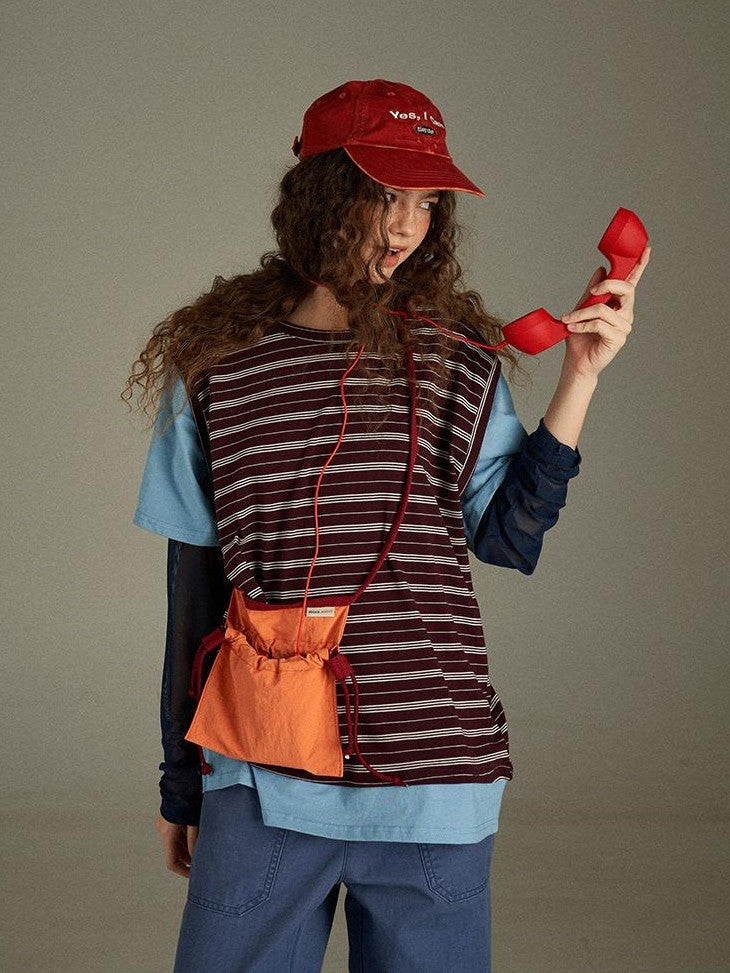 lulugray Retro Striped Colorblock Patchwork Layered Women&