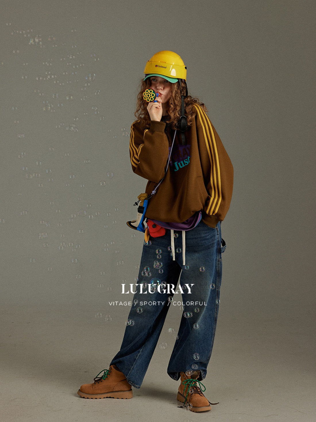 lulugray Side Stripe Print Fleece Lined Lapel Women&