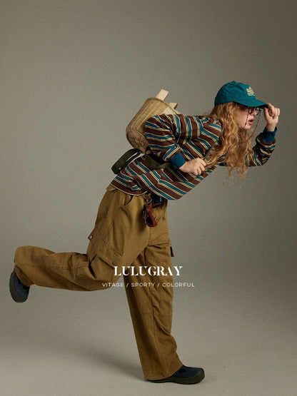 lulugray_Striped_Colorblock_Patchwork_Polo_Collar_Women&