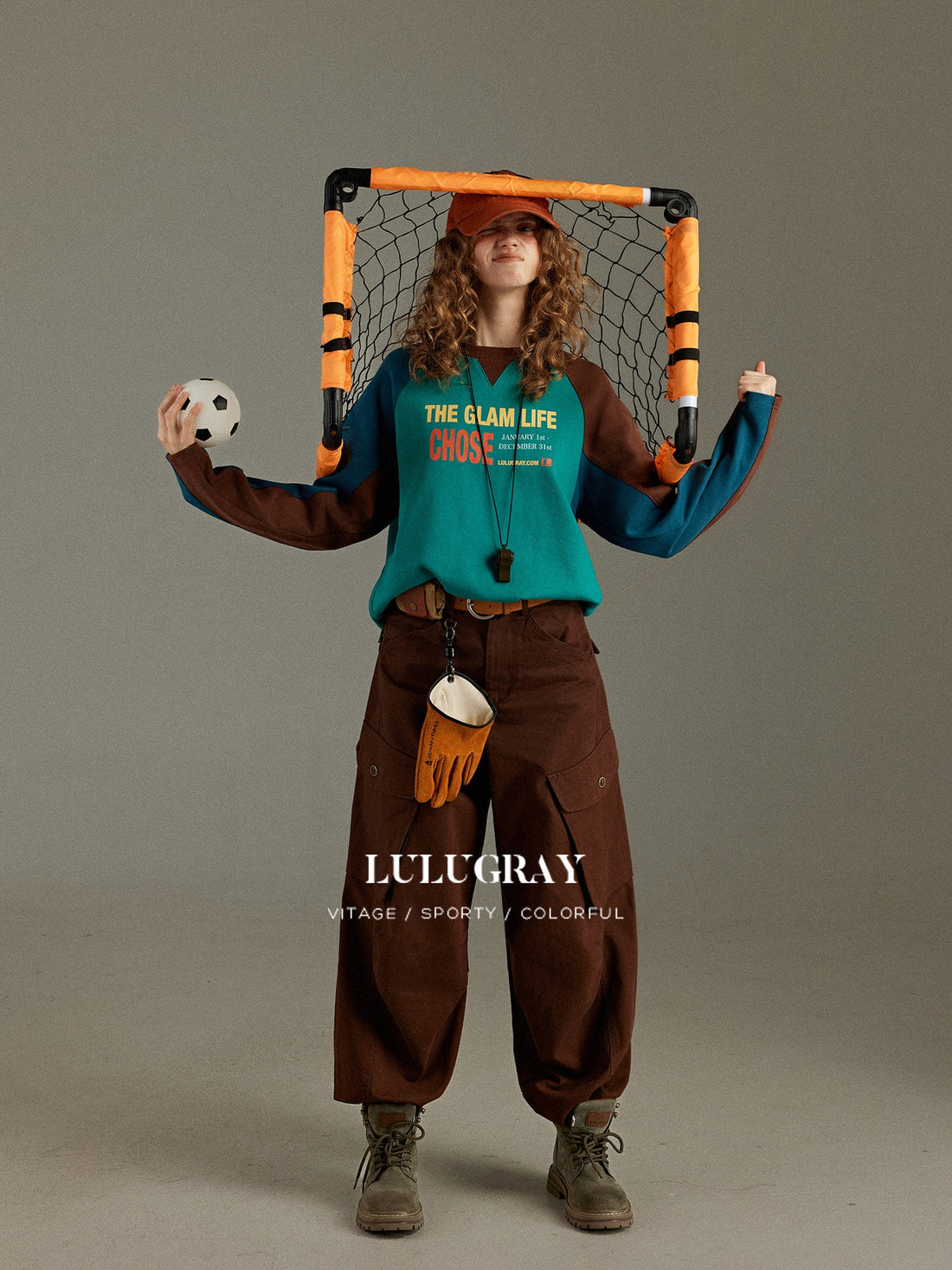 lulugray Vintage Color Block Raglan Letter Print Women&