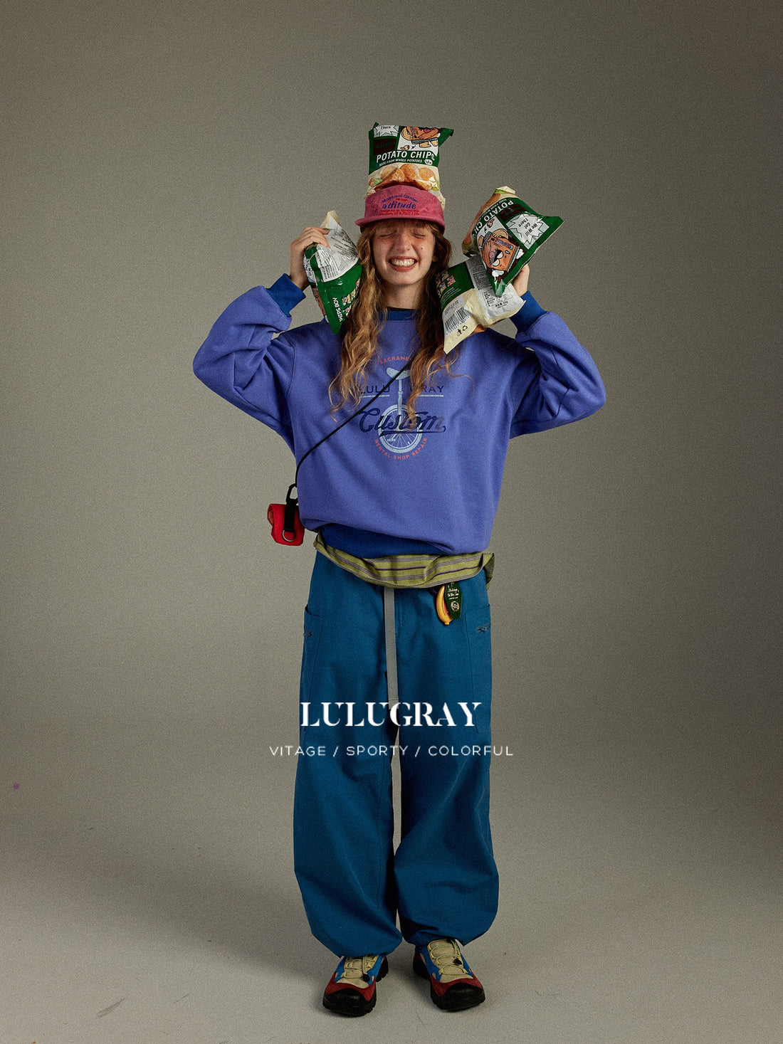 lulugray Vintage Colorblock Letter Print Women&