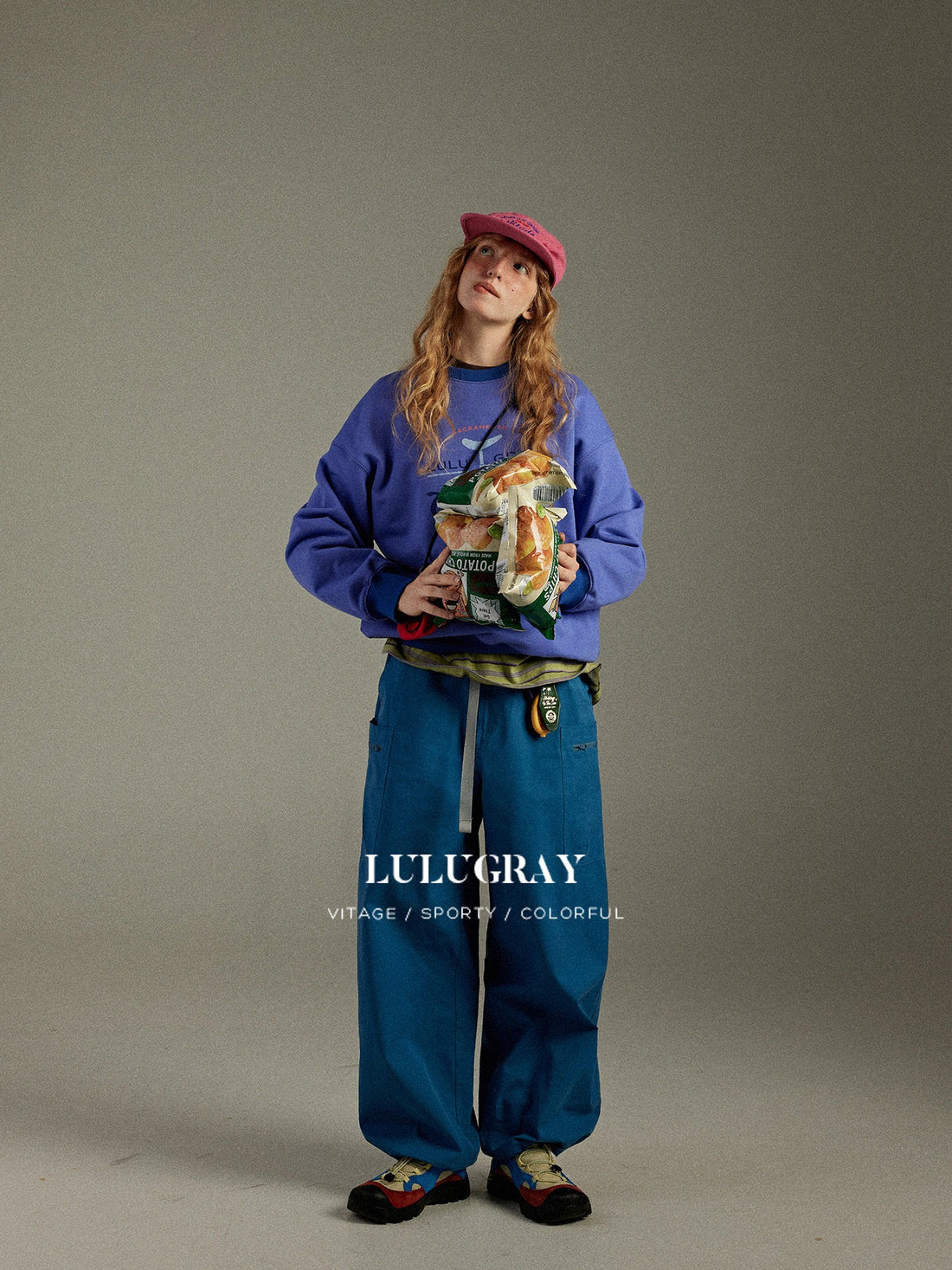 lulugray Vintage Colorblock Letter Print Women&