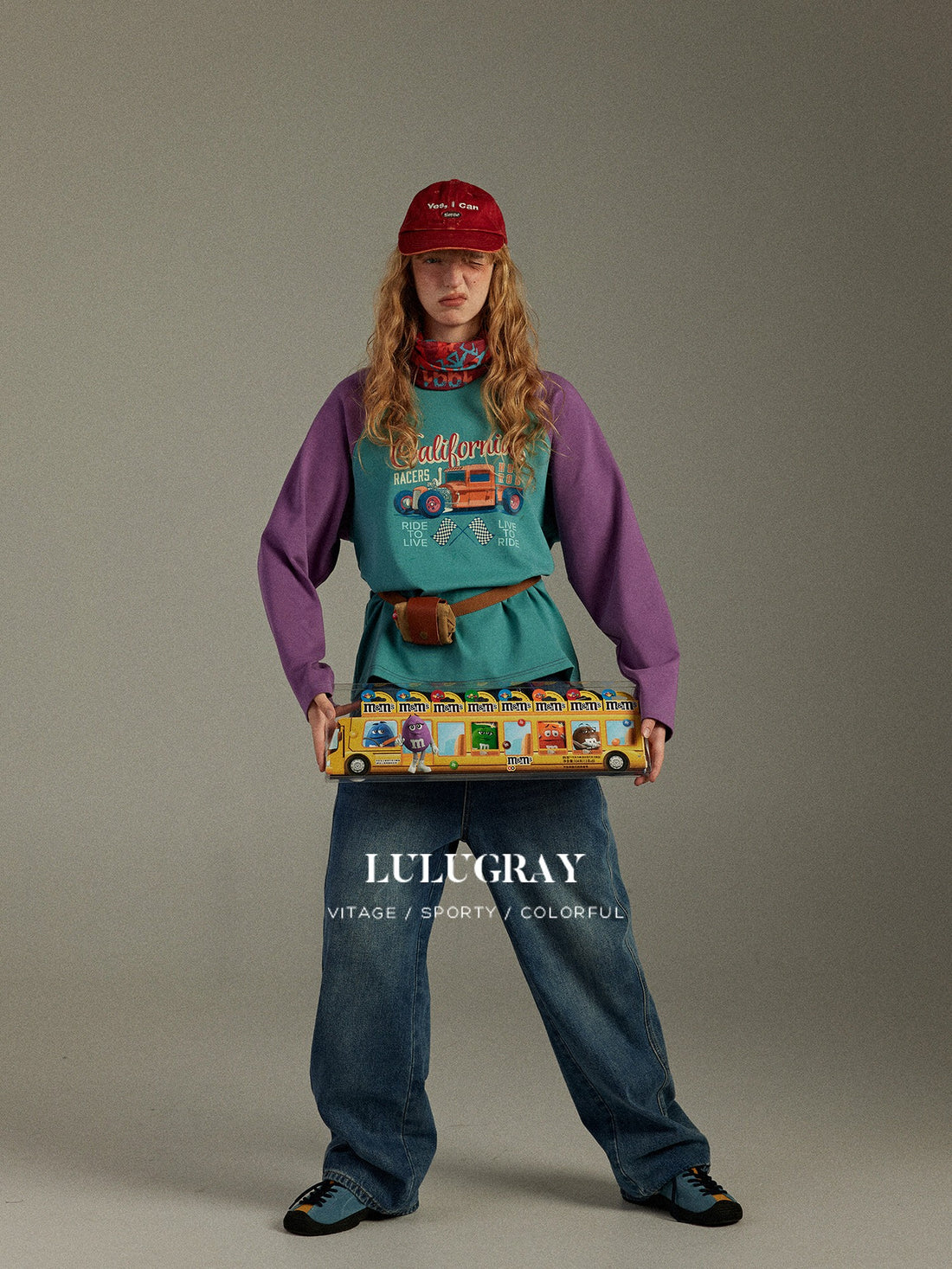 lulugray Vintage Colorblock Patchwork Print Raglan Women&