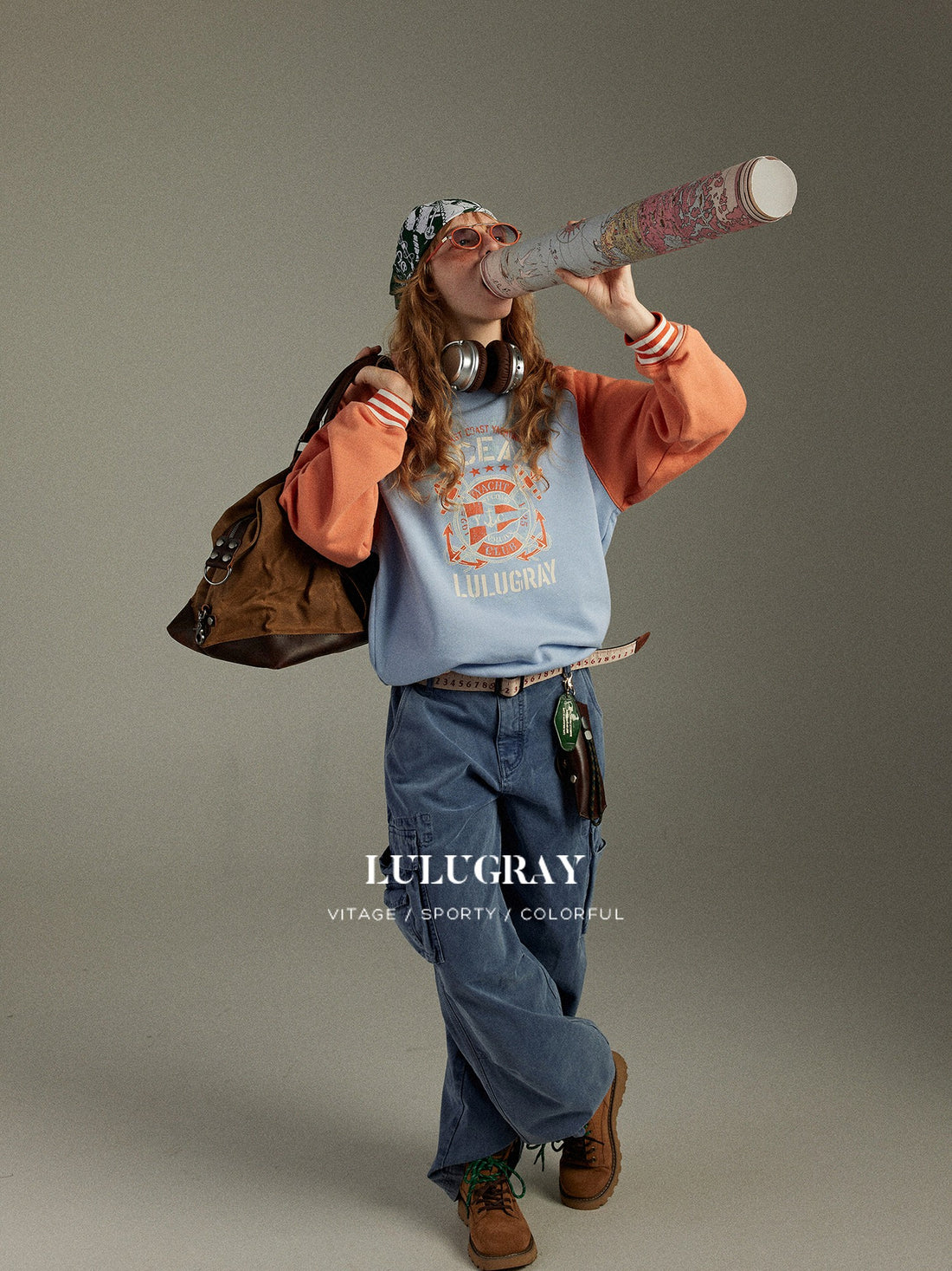 lulugray Vintage Colorblock Patchwork Print Raglan Women&