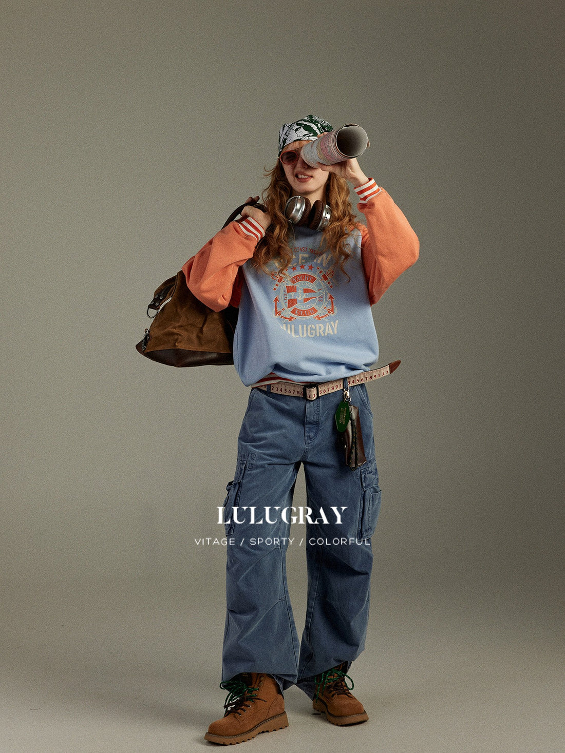 lulugray Vintage Colorblock Patchwork Print Raglan Women&