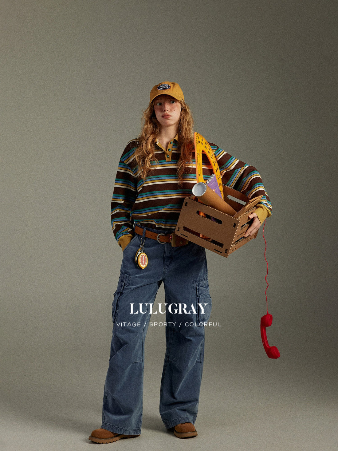 lulugray Vintage Colorblock Polo Collar Embroidered Women&