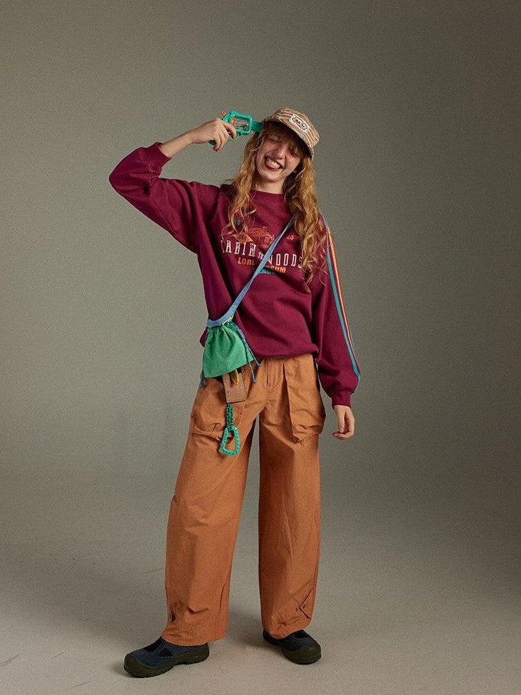 lulugray Vintage Contrast Tape Letter Print Women&