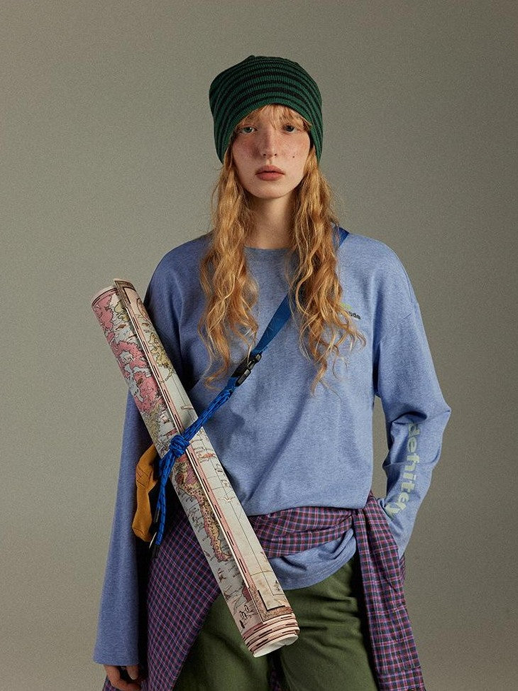 lulugray Vintage Distressed Letter Print Loose Crewneck Women&