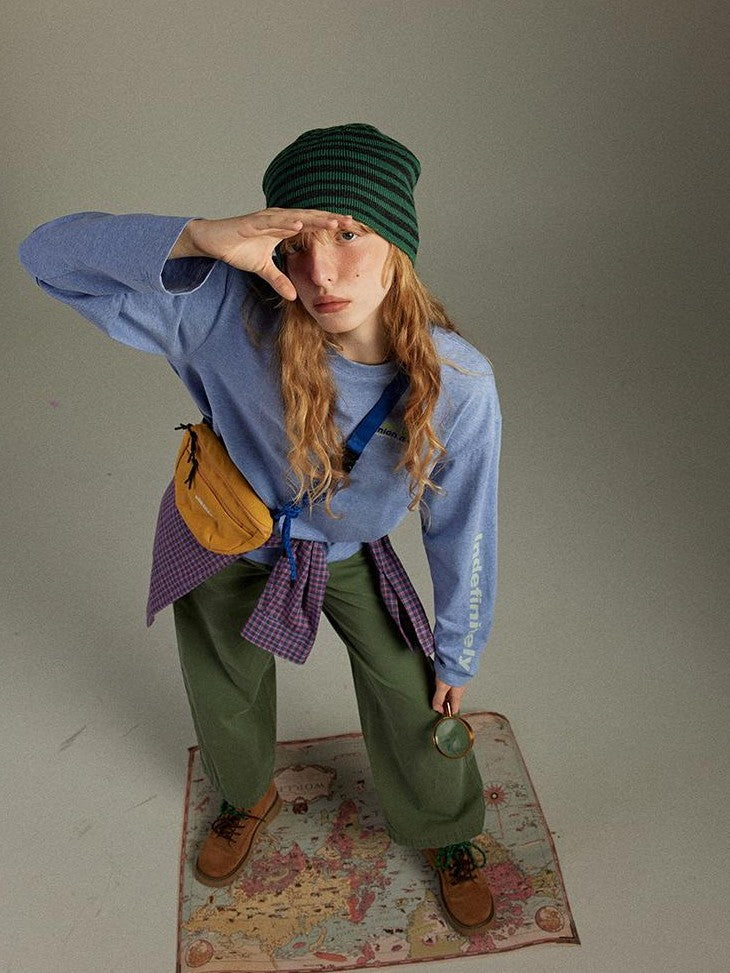 lulugray Vintage Distressed Letter Print Loose Crewneck Women&