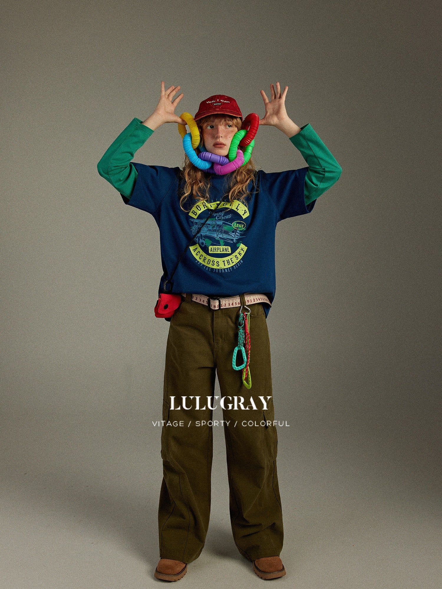 lulugray Vintage Faux Two Piece Patchwork Letter Print Women&