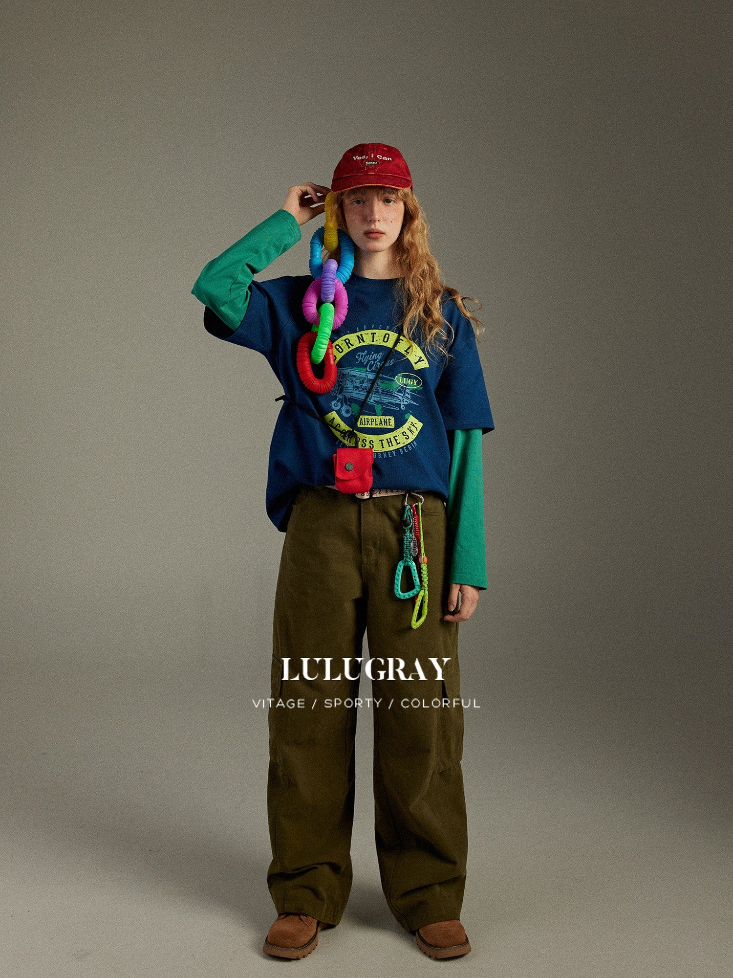 lulugray Vintage Faux Two Piece Patchwork Letter Print Women&
