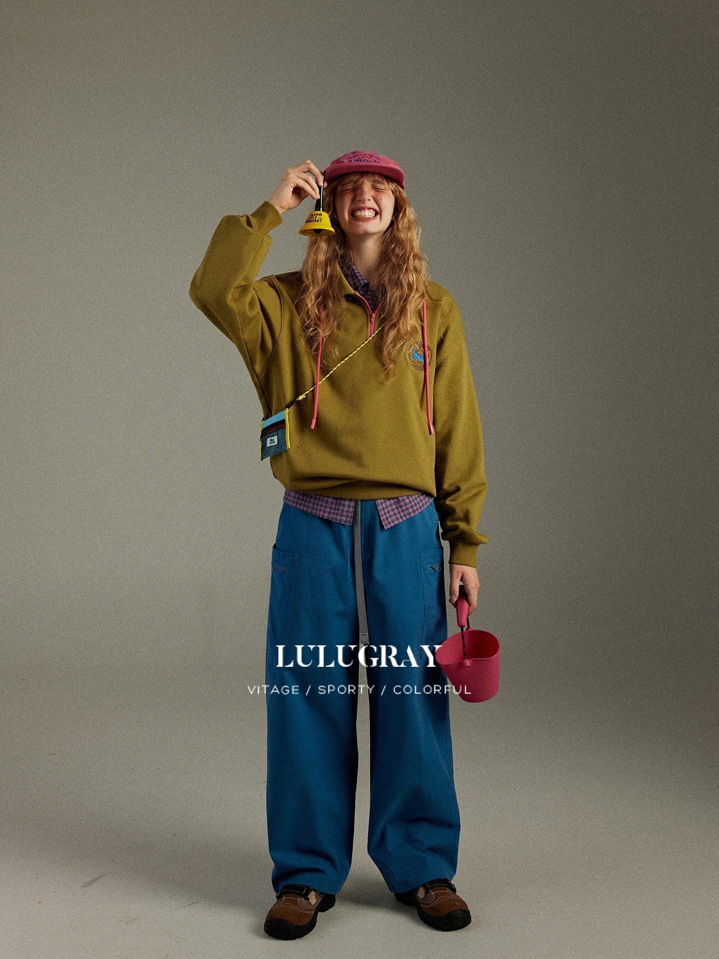 lulugray_Vintage_Half_Zip_Stand_Collar_Contrast_Letter_Print_Women&