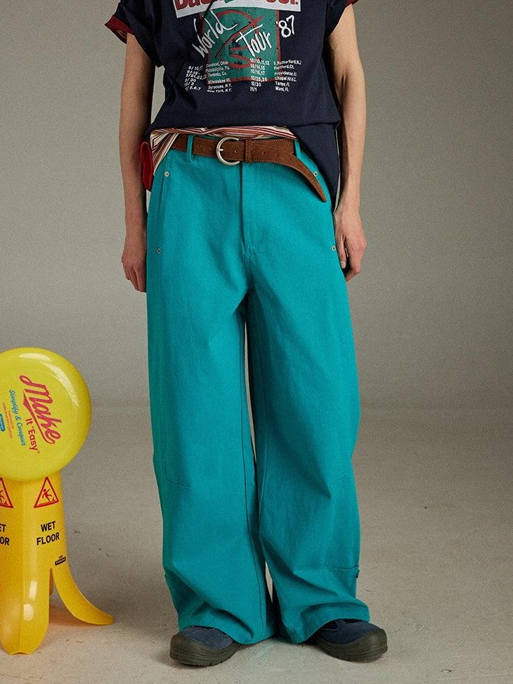 lulugray Vintage High Waist Cargo Pockets Loose Floor Length Women&