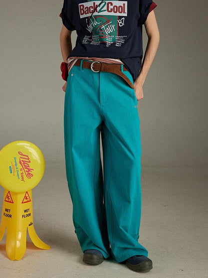 lulugray Vintage High Waist Cargo Pockets Loose Floor Length Women&