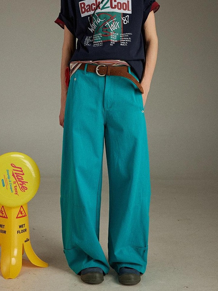 lulugray Vintage High Waist Cargo Pockets Loose Floor Length Women&