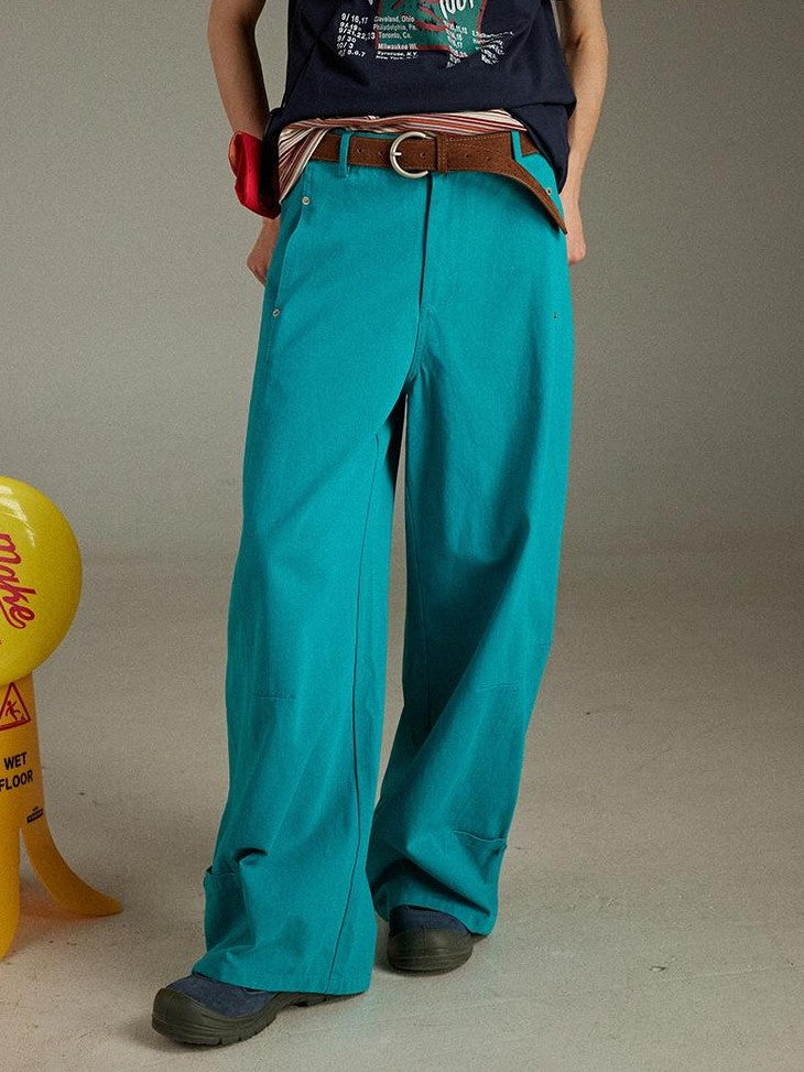 lulugray Vintage High Waist Cargo Pockets Loose Floor Length Women&