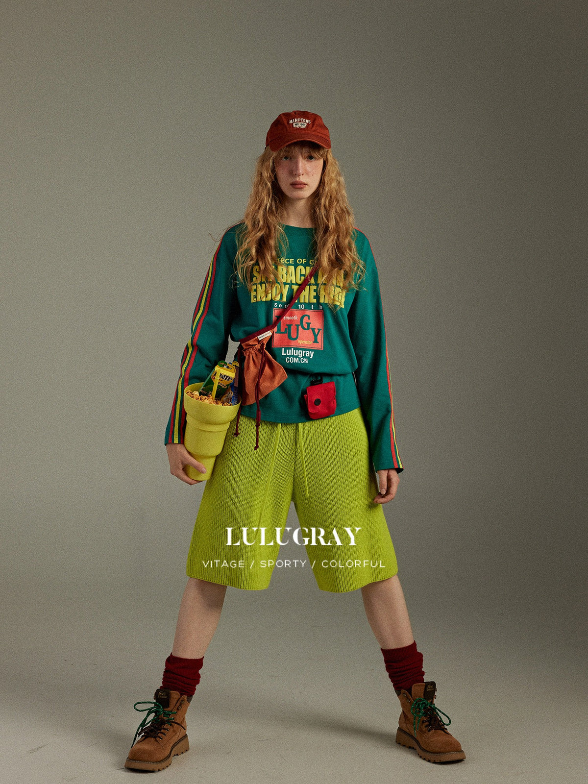 lulugray Vintage Knitted High Waist Wide Leg Straight Cut Women&