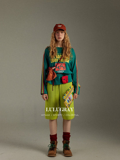 lulugray Vintage Knitted High Waist Wide Leg Straight Cut Women&