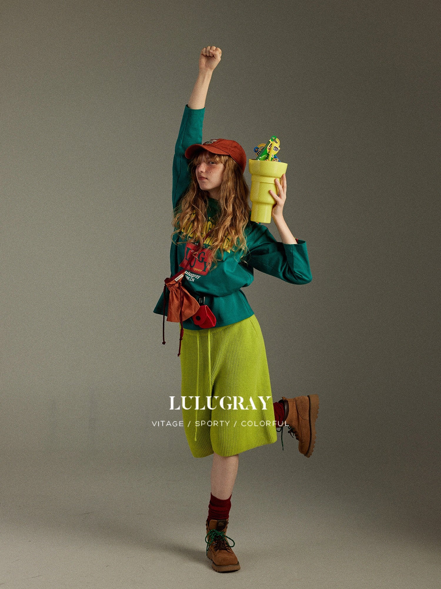 lulugray Vintage Knitted High Waist Wide Leg Straight Cut Women&