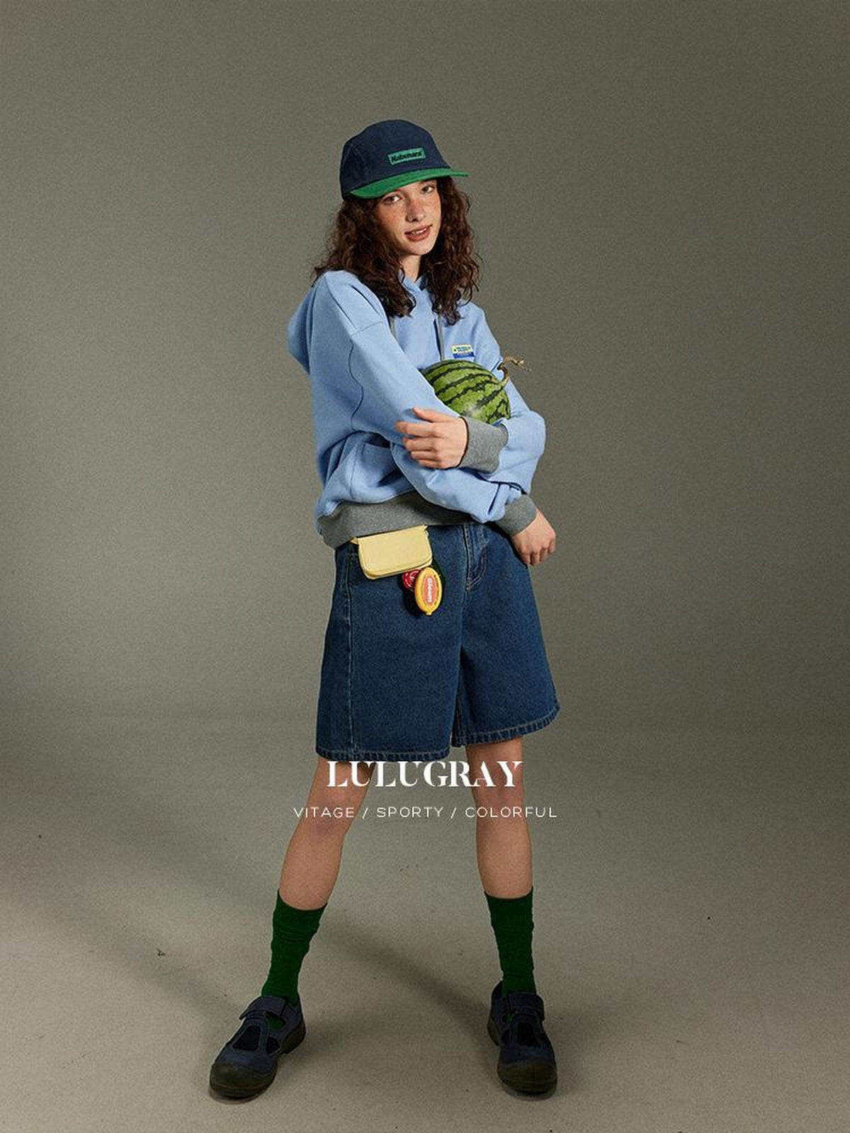 lulugray Vintage Letter Embroidered Back Pocket High Rise Zip Women&
