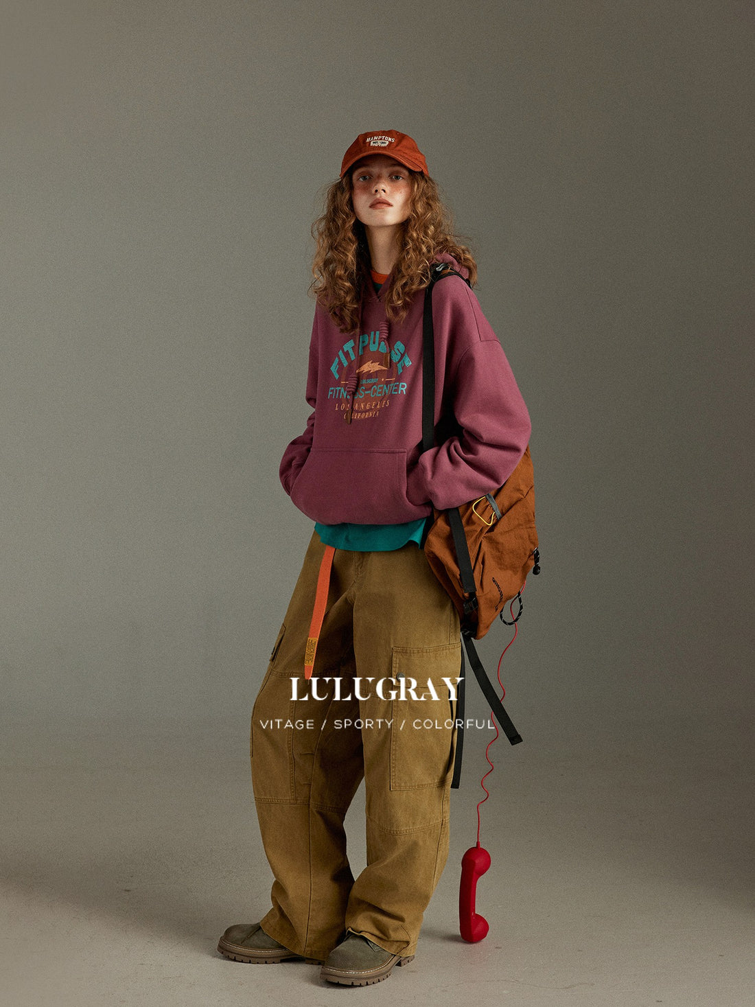 lulugray Vintage Letter Print Fleece Lined Pullover Women&