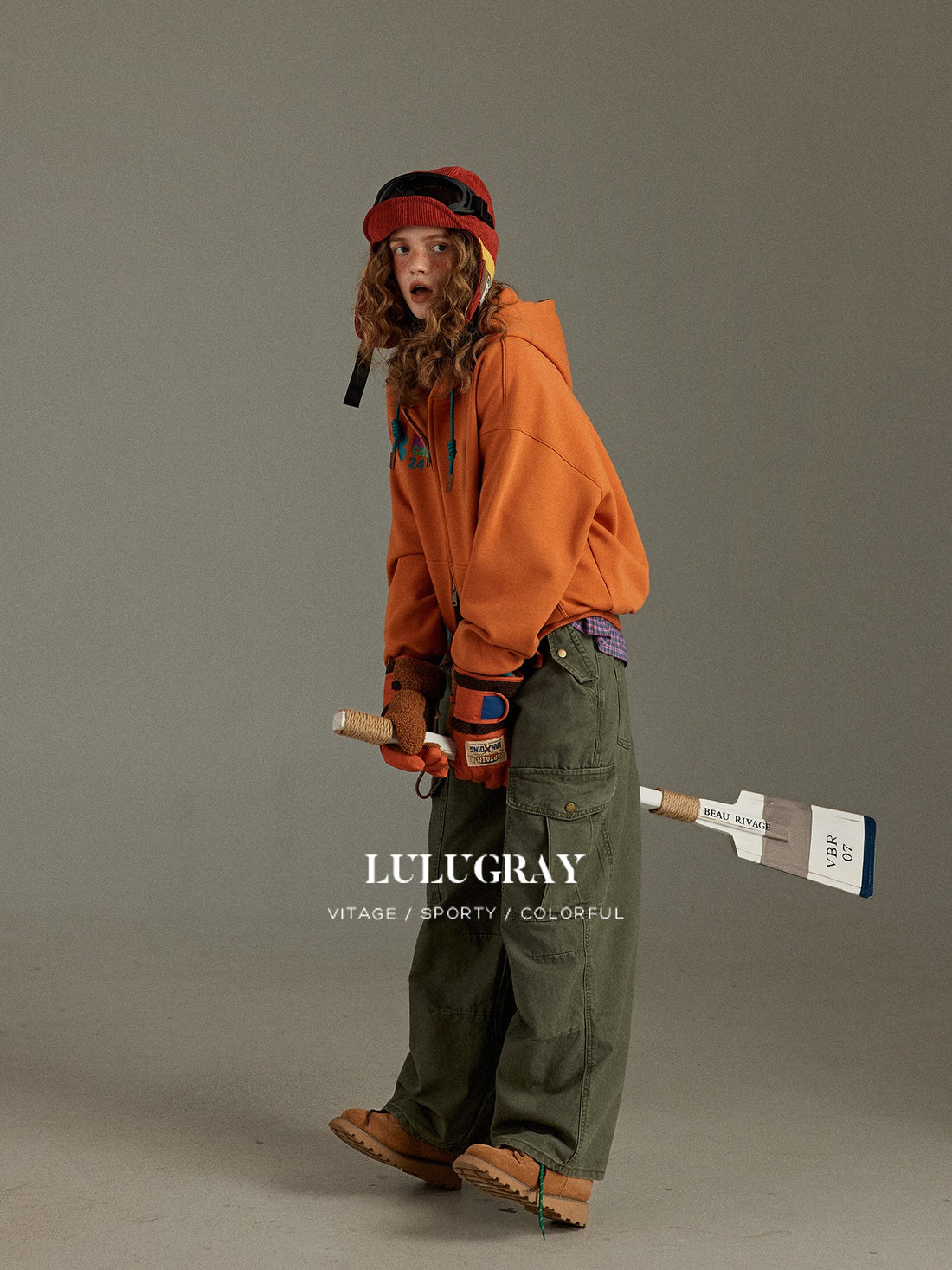 lulugray Vintage Letter Print Fleece Lined Women&