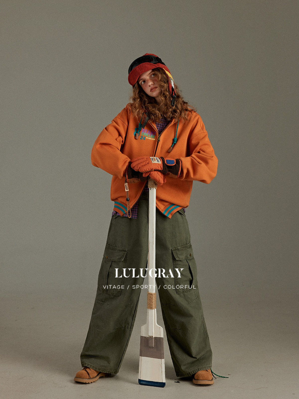 lulugray Vintage Letter Print Fleece Lined Women&
