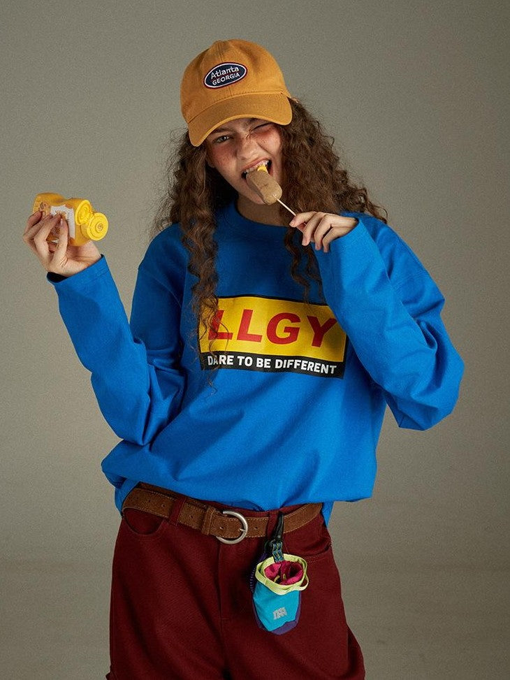 lulugray Vintage Lettering Print Loose Crewneck Women&
