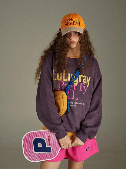 lulugray Vintage Loose Fit Letter Print Women&