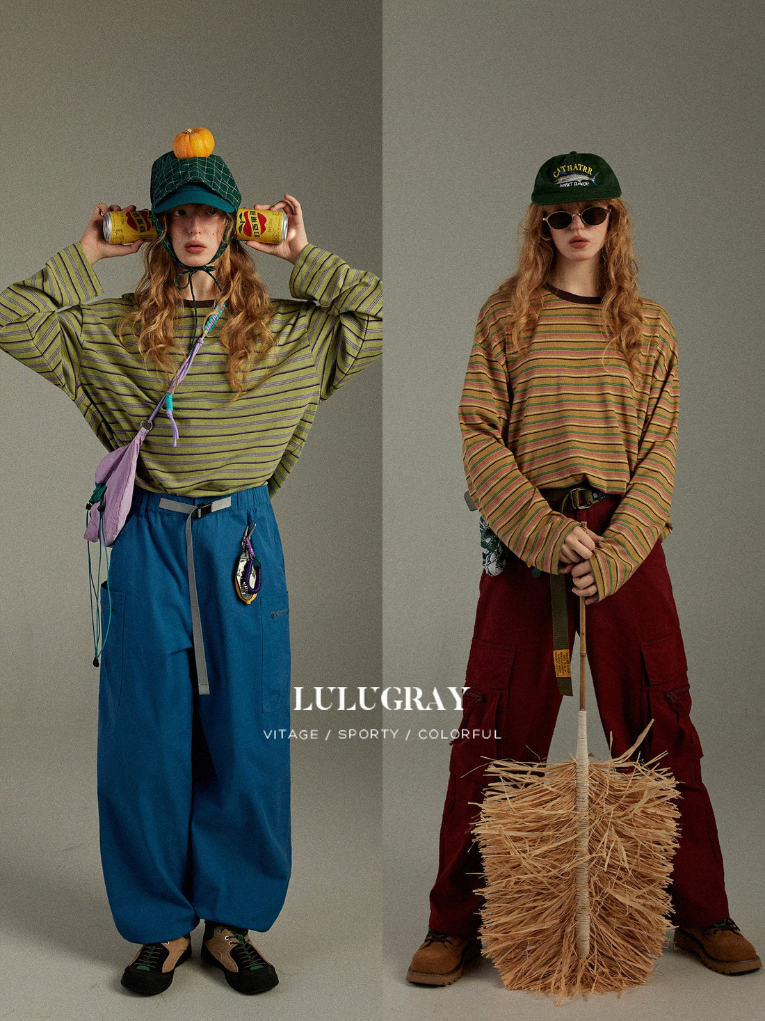 lulugray Vintage Striped Colorblock Patchwork Women&