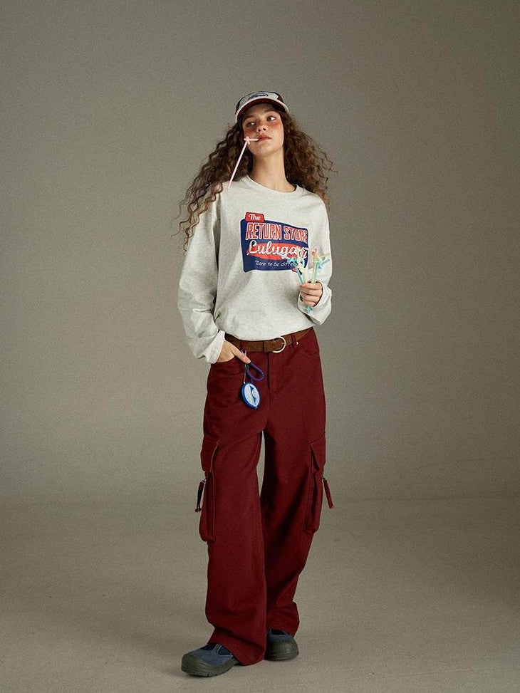 lulugray Vintage Two Tone Letter Print Women&