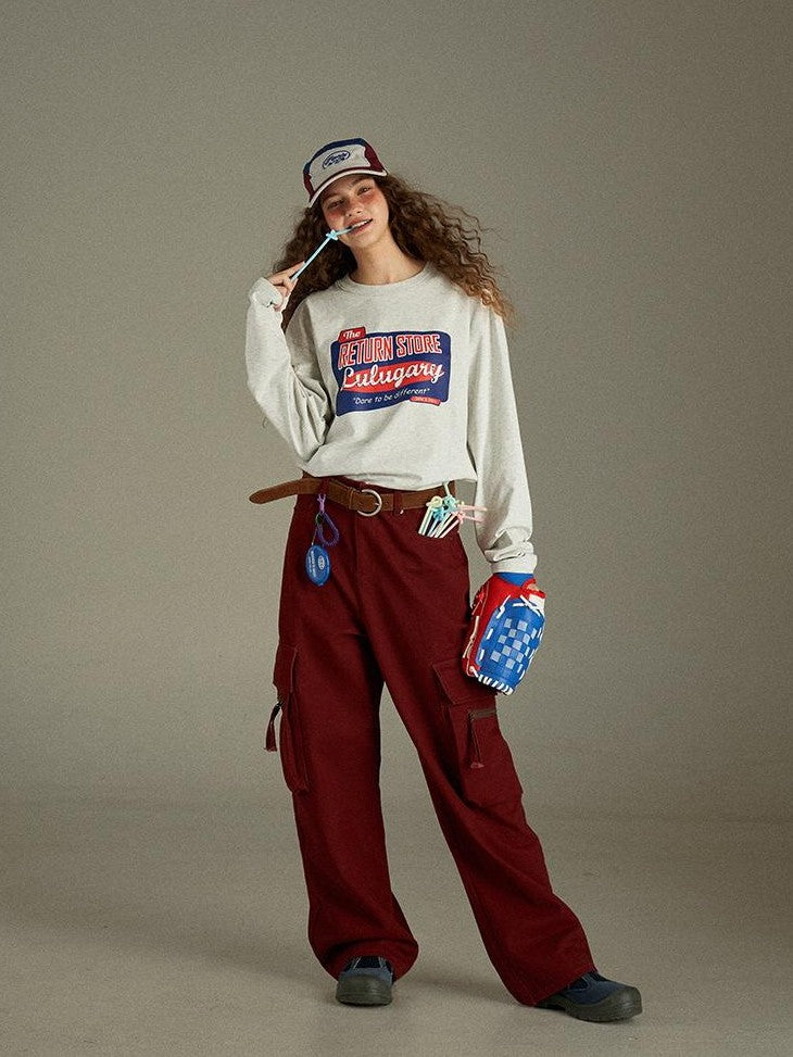 lulugray Vintage Two Tone Letter Print Women&