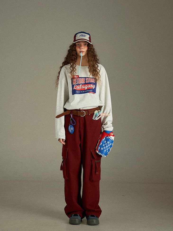 lulugray Vintage Two Tone Letter Print Women&