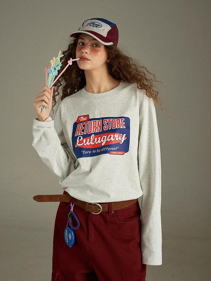 lulugray Vintage Two Tone Letter Print Women&