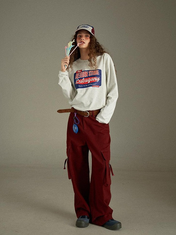 lulugray Vintage Two Tone Letter Print Women&