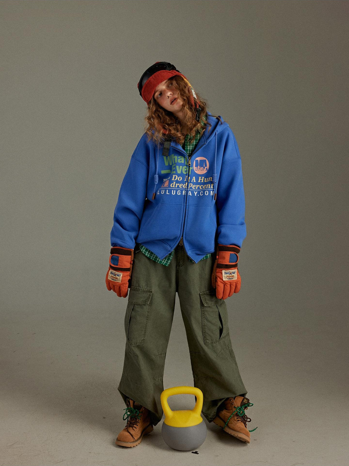 lulugray Vintage Washed Multi Pocket High Waist Women&