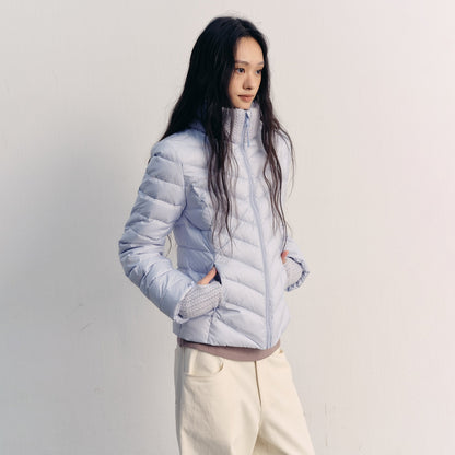 lvetong 90% White Duck Down Lightweight Slim Short Street Stand Collar Lady Down Jackets