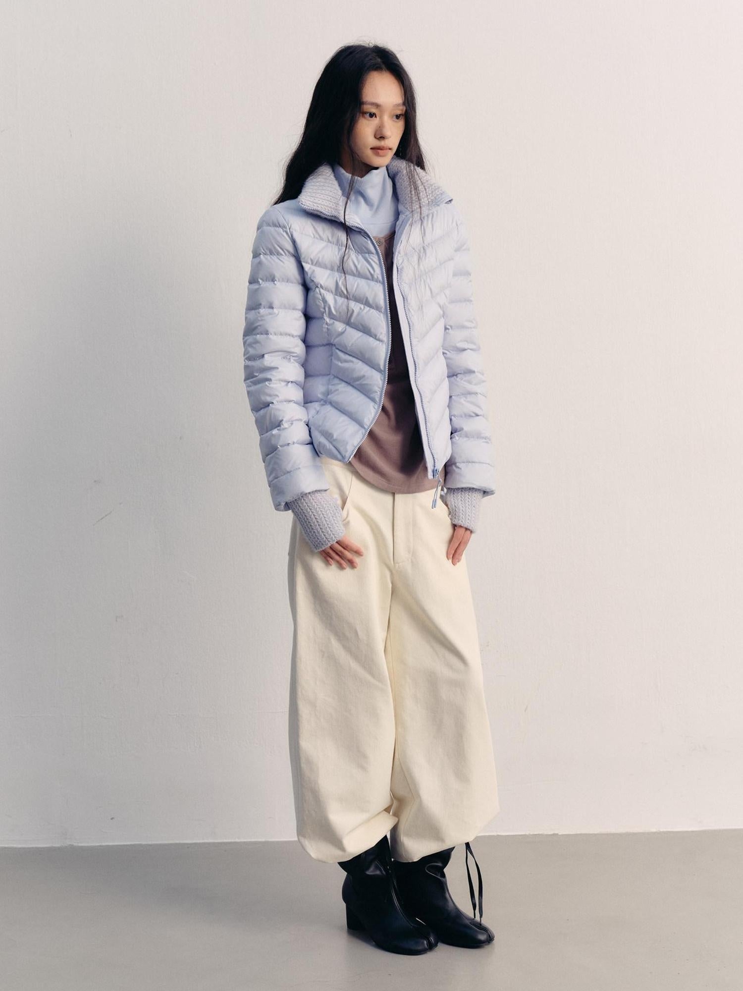 lvetong 90% White Duck Down Lightweight Slim Short Street Stand Collar Lady Down Jackets