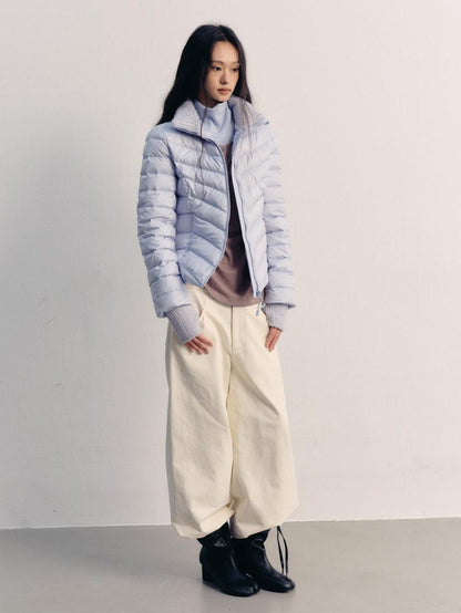 lvetong 90% White Duck Down Lightweight Slim Short Street Stand Collar Lady Down Jackets