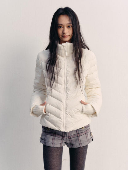 lvetong 90% White Duck Down Lightweight Slim Short Street Stand Collar Lady Down Jackets