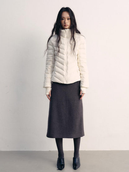 lvetong 90% White Duck Down Lightweight Slim Short Street Stand Collar Lady Down Jackets