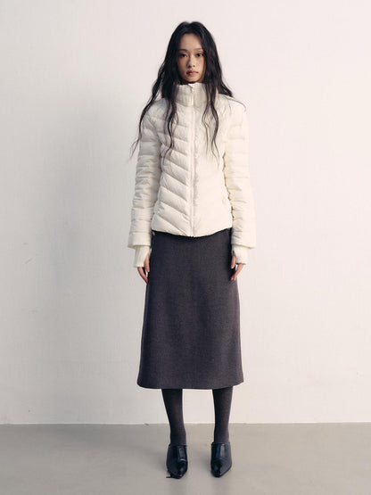 lvetong 90% White Duck Down Lightweight Slim Short Street Stand Collar Lady Down Jackets