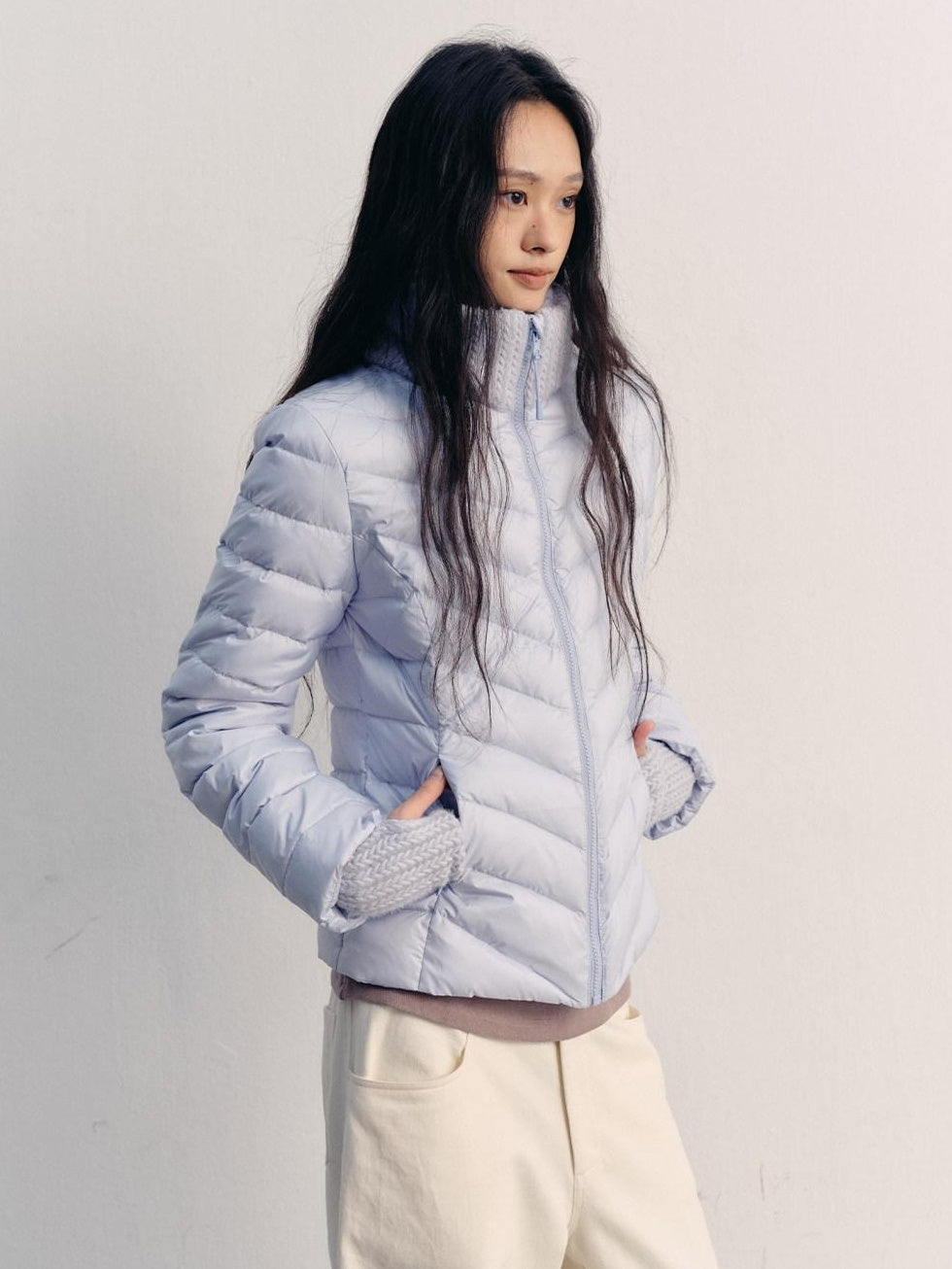 lvetong 90% White Duck Down Lightweight Slim Short Street Stand Collar Lady Down Jackets