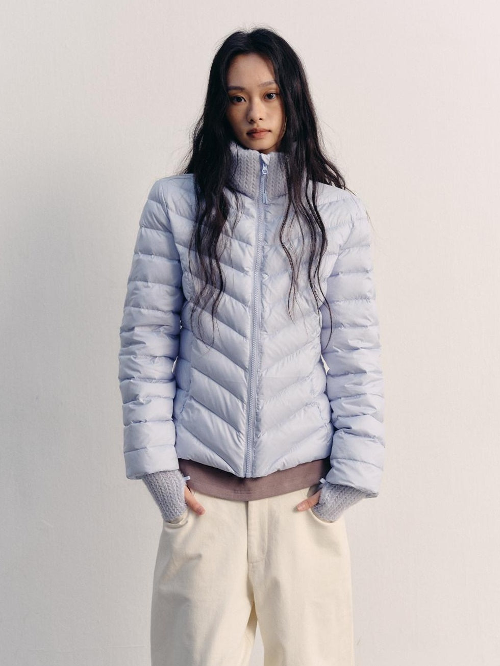 lvetong 90% White Duck Down Lightweight Slim Short Street Stand Collar Lady Down Jackets