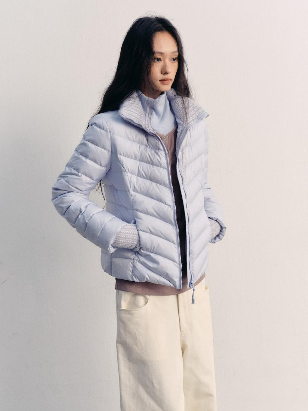 lvetong 90% White Duck Down Lightweight Slim Short Street Stand Collar Lady Down Jackets